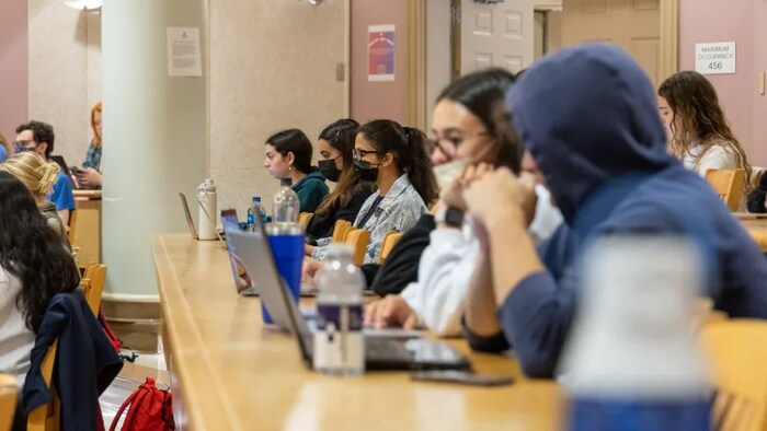 Students in a social studies program attend a lecture at Dalhousie University in November 2022. Newly released census numbers say that Canada leads the G7 in the number of working-age adults with a university or college degree. (Robert Short/CBC)