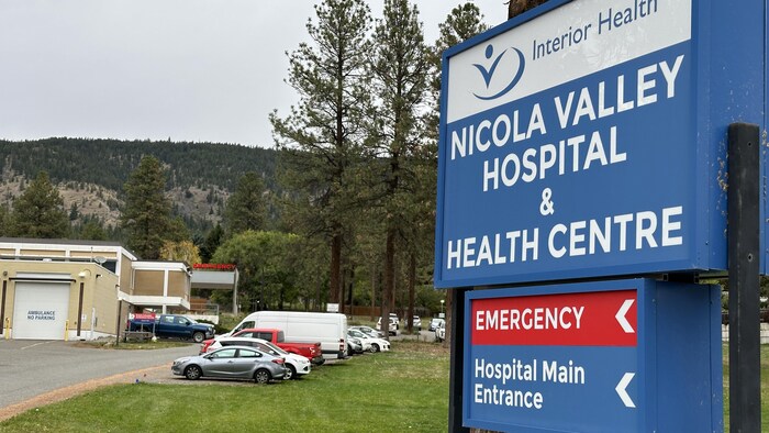 Entrance sign to Nicola Valley Hospital and Health Center in Merritt.