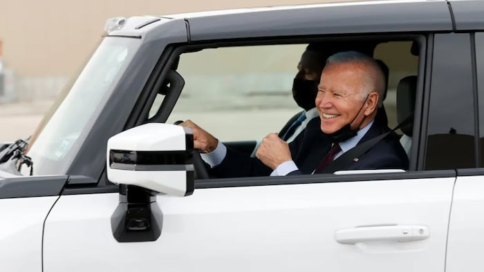 U.S. President Joe Biden was in Detroit on Wednesday test-driving the GMC Hummer EV, an American-made vehicle that would benefit from his proposed tax credit. 