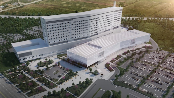 Dessin d'architecte du futur hôpital de Vaudreuil-Soulanges.