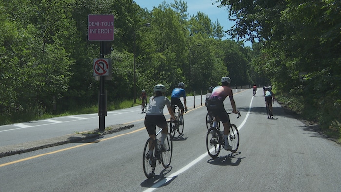 Des cyclistes sur la voie Camillien-Houde.