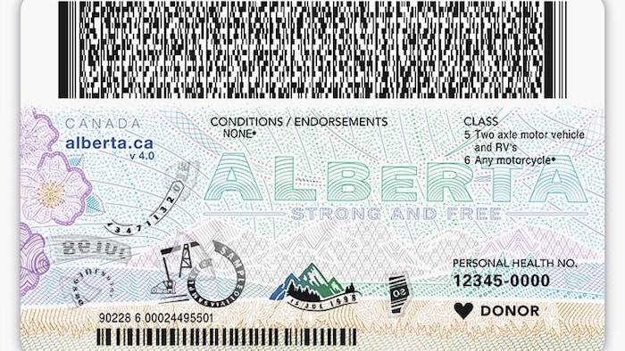 Image du nouveau permis de conduire de l'Alberta.