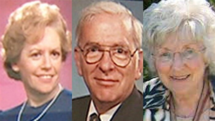 Les présumées victimes d'Ian Bush, avec, de gauche à droite, Raymonde Garon, son mari, Alban Garon, et leur amie et voisine, Marie-Claire Beniskos.