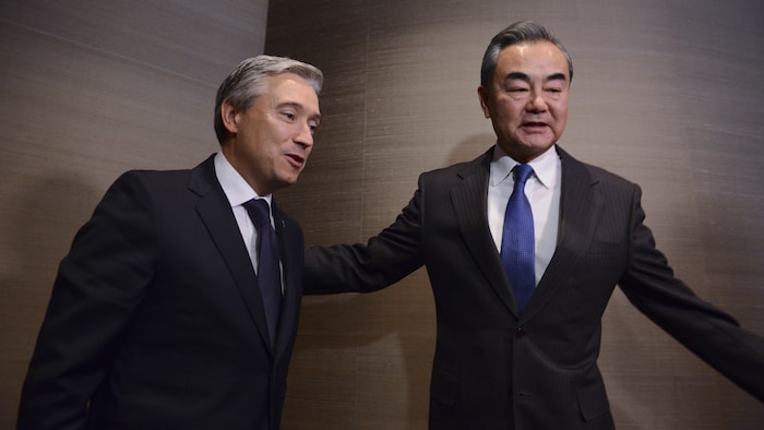 Minister of Foreign Affairs Francois-Philippe Champagne meets with Wang Yi, Foreign Minister of China on the sidelines of the Munich Security Conference in Munich, Germany on Friday, Feb. 14, 2020. THE CANADIAN PRESS/Sean Kilpatrick