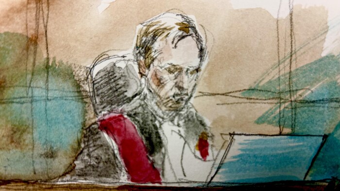 Un détail d'une illustration judiciaire de l'audience sur le cautionnement de Gurpreet Singh.