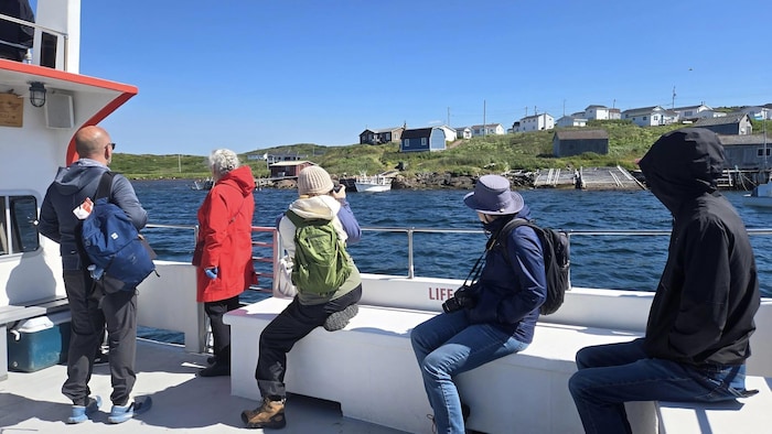Des touristes à bord d'un bateau de Whaler's Quest.