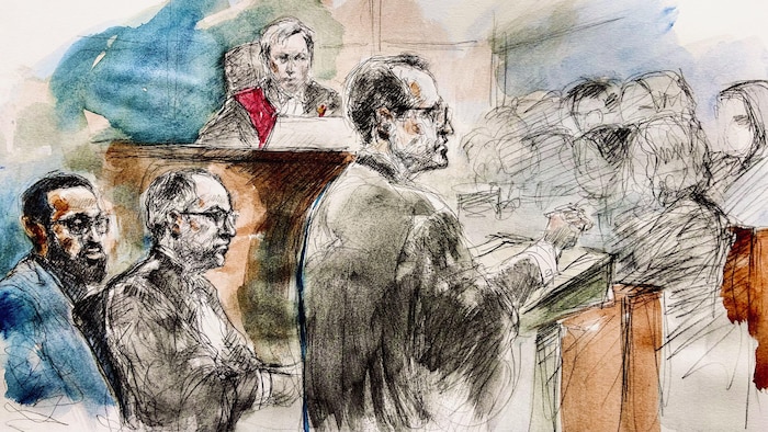 Une illustration judiciaire du procès.
