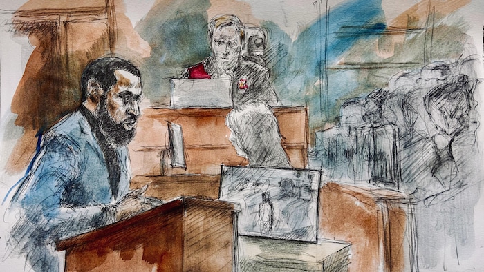 Une illustration judiciaire du procès.