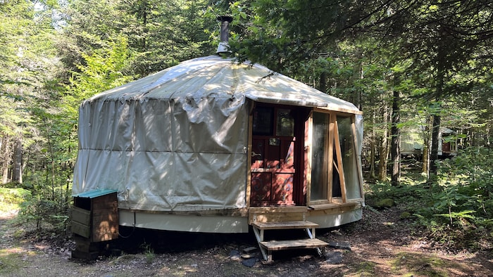 Une yourte en pleine forêt.