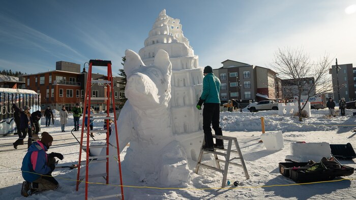 Une sculpture de neige, le 21 février 2025. 