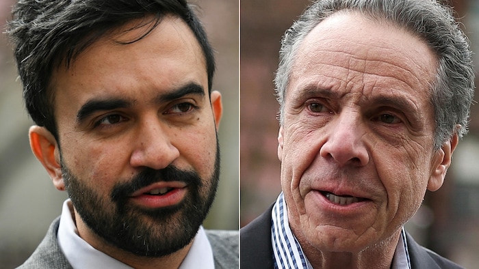 Les deux candidats qui parlent, en deux photos distinctes.