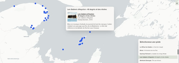 Capture d'écran de la carte interactive de la Gaspésie et les Îles-de-la-Madeleine.