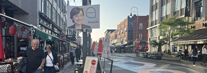 Une pancarte de Christine Fréchette dans les rues de Trois-Rivières.