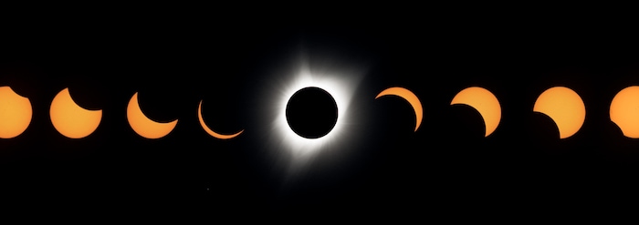 Les différentes phases d'une éclipse totale.
