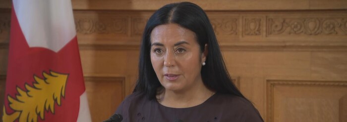 Soraya Martinez Ferrada en conférence de presse. 