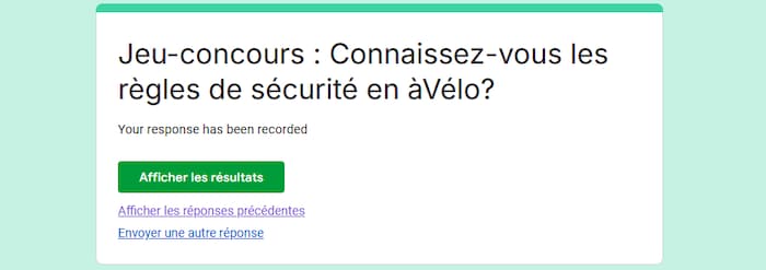 Une capture d'écran montrant le message d'un jeu-concours.