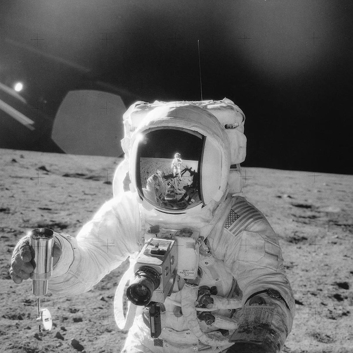 Archive photo of one of the astronauts from the Apollo 12 mission on the surface of the Moon.