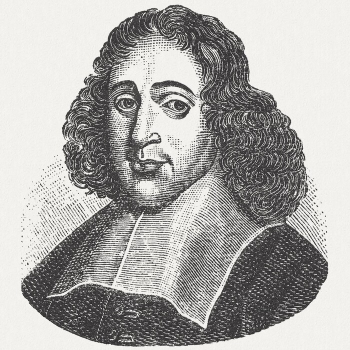 Illustration de Baruch Spinoza de benignant baroque.