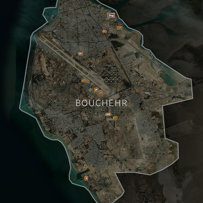 Une vue satellite des dégâts à Bouchehr.