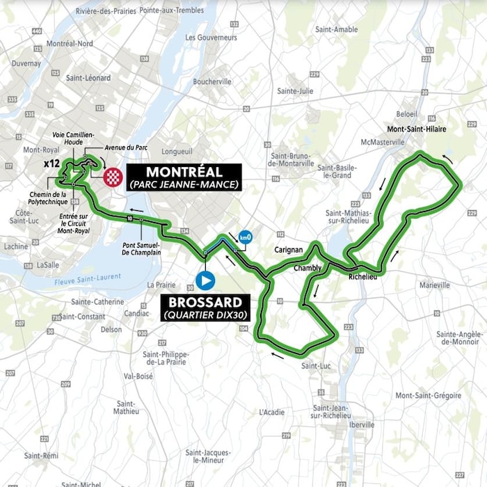 Le circuit de l'épreuve sur une carte.