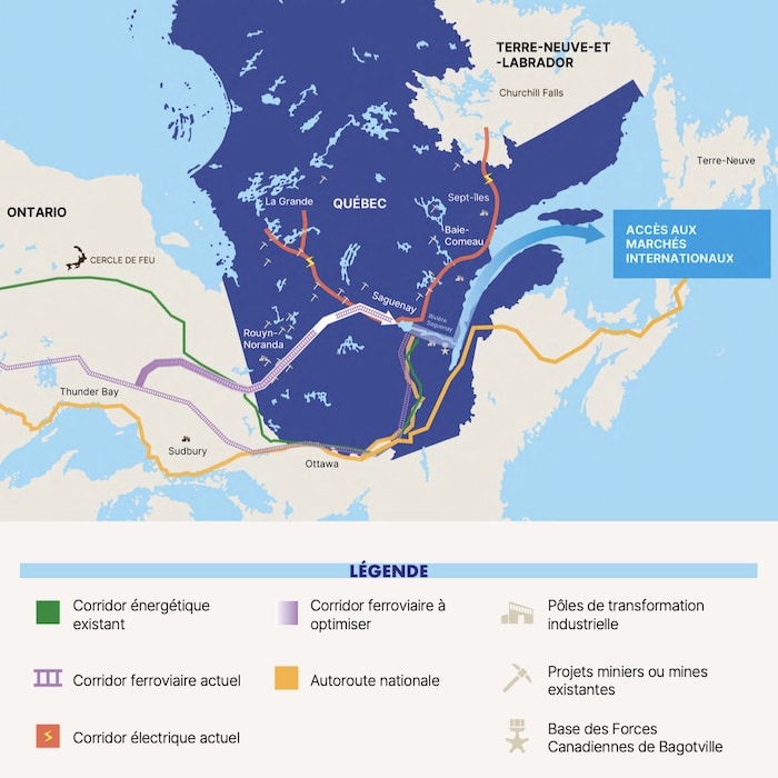 Cette carte montre la localisation stratégique du corridor ferroviaire (en mauve).