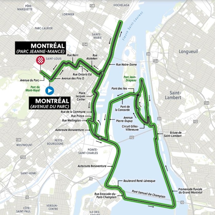 Le circuit de l'épreuve Contre-la-Montre Individuel de l'UCI à Montréal.