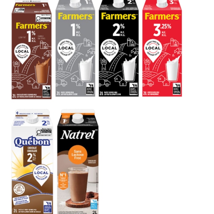 Plusieurs cartons de lait.