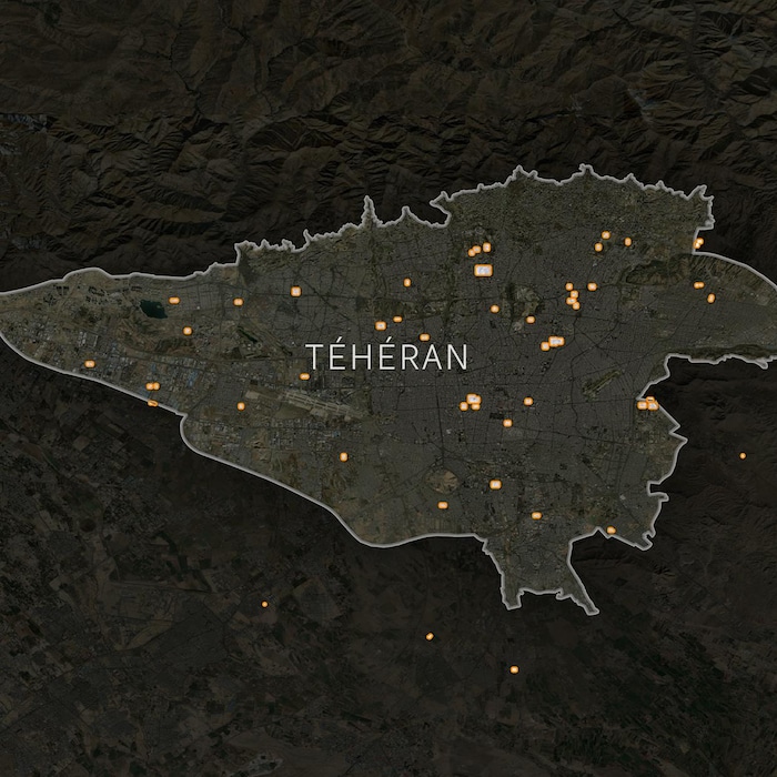 Une vue satellite des dégâts à Téhéran.