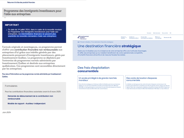 Captures d'écran qui montrent l'avant et l'après de la refonte du site web.