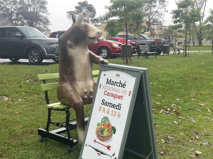 Une vache en plastique.