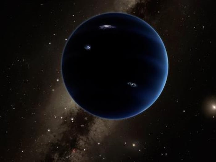 Représentation artistique de la neuvième planète, similaire à Neptune et Uranus.