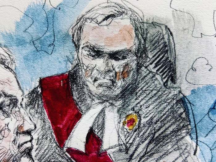Une illustration judiciaire du procès.