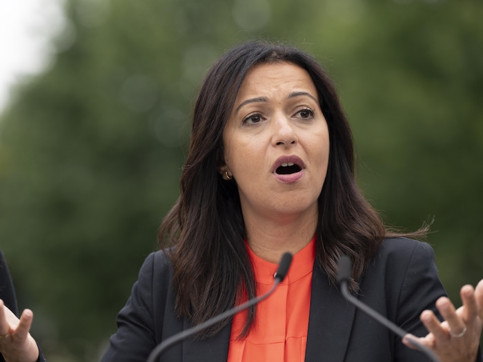 Ruba Ghazal parle dans un micro.