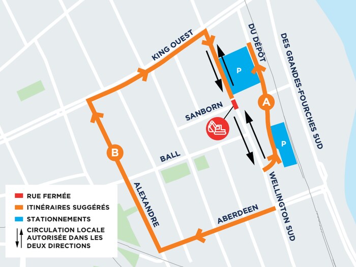 La Ville propose deux options pour accéder aux QG de l'entreprenariat et le stationnement Wellington Sud.
