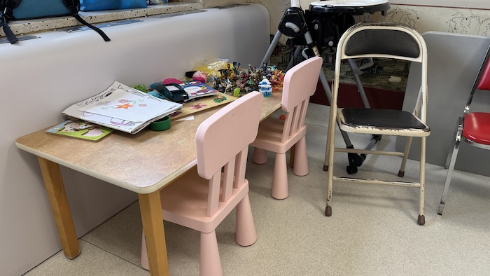 La salle de jeux du centre mère-enfant de l'hôpital de Sept-Îles est désuète, reconnaît Marjorie Gallant, la cheffe du département.