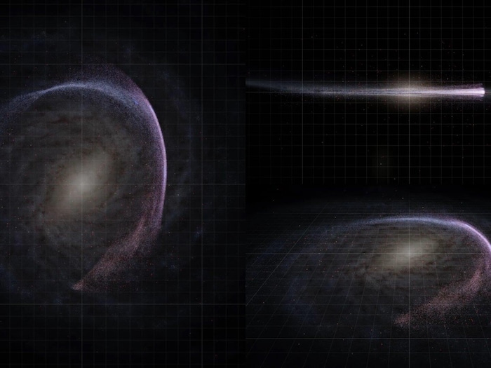 Le mouvement de près de 75 000 étoiles du catalogue Gaia autour du centre de la galaxie. 