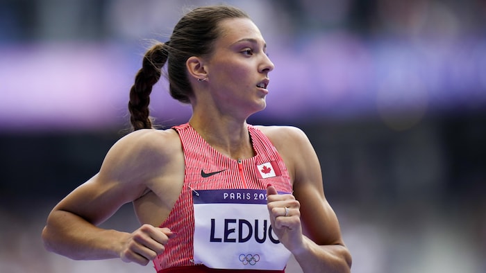 Audrey Leduc au terme de son sprint.