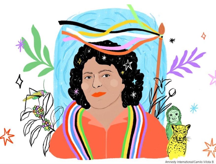 Dessin coloré représentant l'activiste hondurienne assassinée en 2016, Berta Cáceres.
