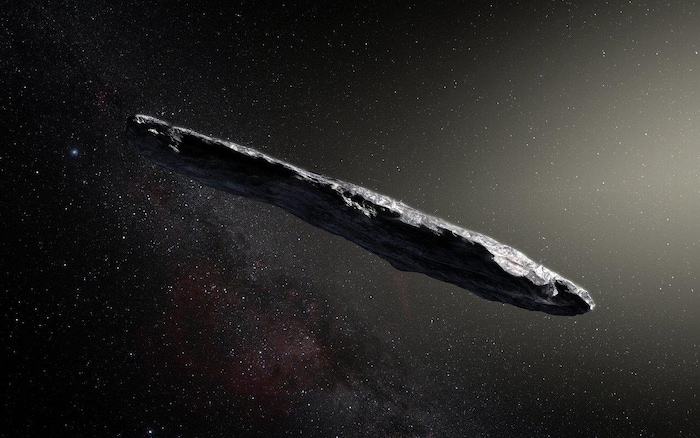 Représentation artistique de l'astéroïde Oumuamua.