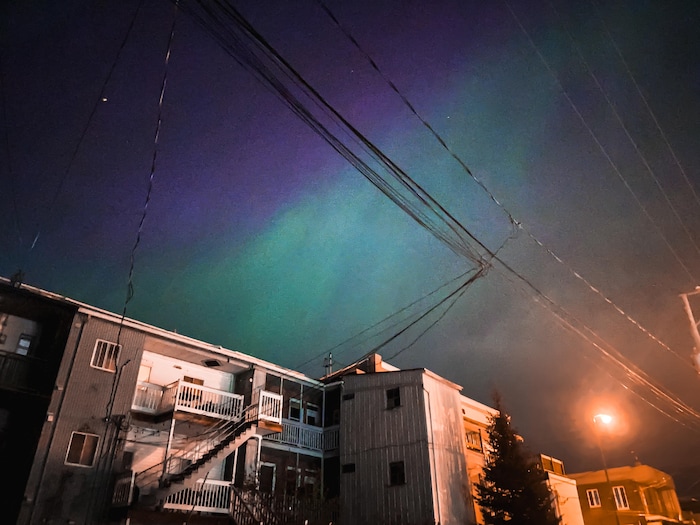 Aurora borealis in the sky.