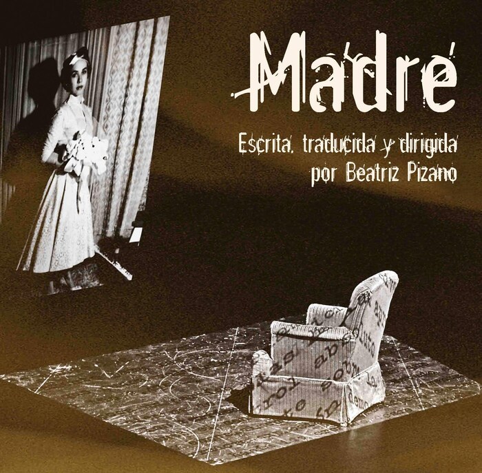 Afiche de la obra "Madre", cuya versión sonora fue  la primera de las seis producciones de Radio Aluna, es una creación de Beatriz Pizano, la directora artística del Aluna Theatre. 