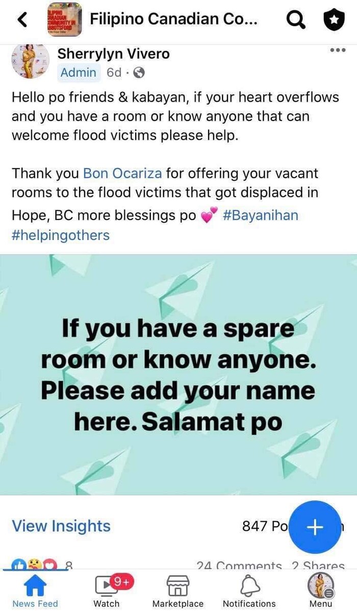 Screenshot ng FB post.