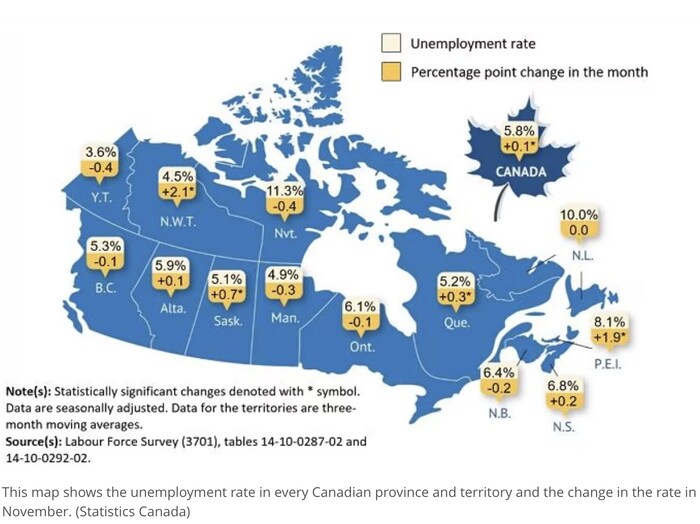 Isang mapa ng Canada na may percentages.