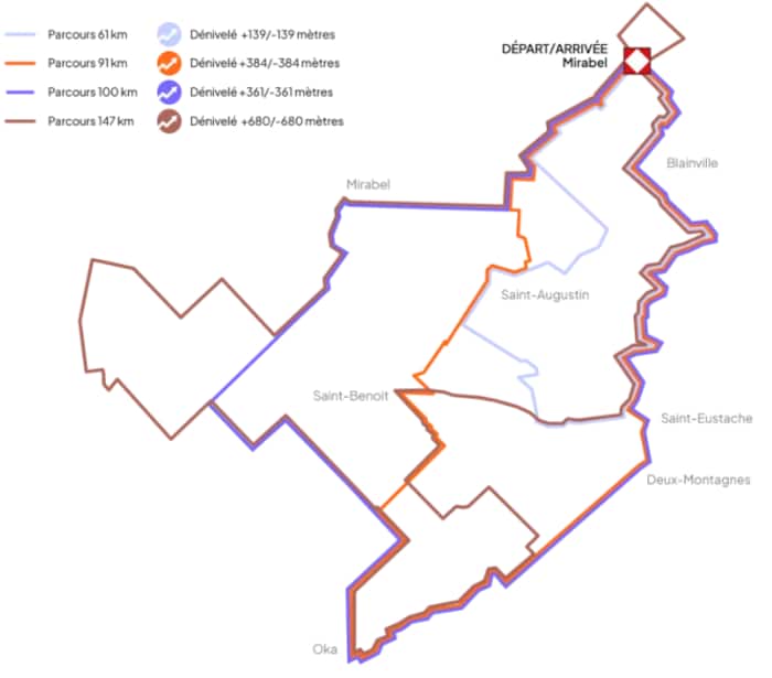 Une capture d'écran du parcours du Défi métropolitain du Festival Go vélo MTL 2026.