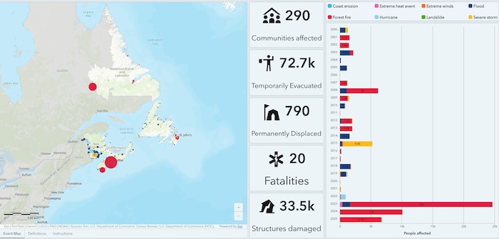 Une capture d'écran de la nouvelle carte interactive CLIMAC.