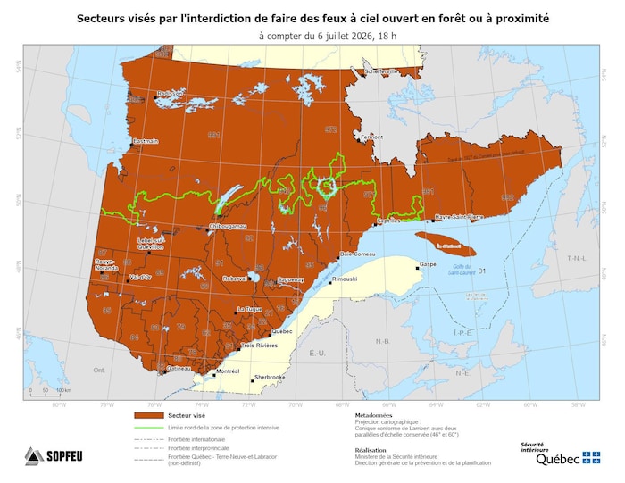 Une carte du Québec.