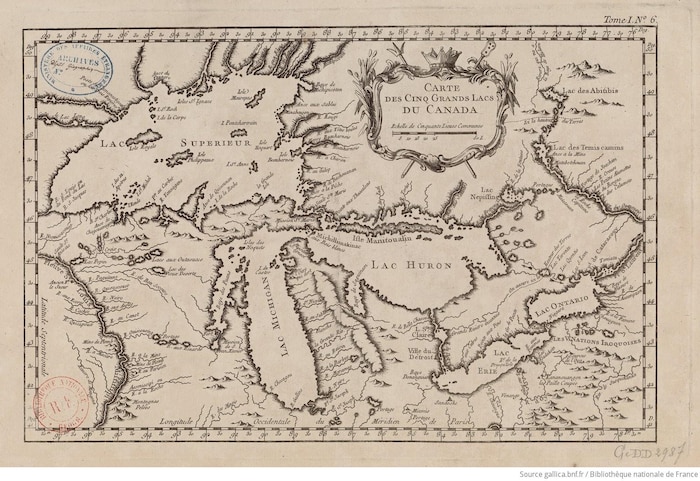 Cette carte de Bellin a été tracée de son bureau de Paris, en 1764.