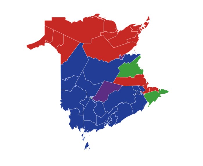 Clivage prononcé au NouveauBrunswick à la suite des élections