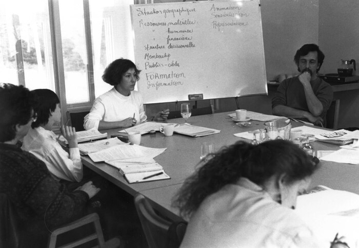 Photo d'époque des membres fondateurs du Centre de solidarité internationale. 