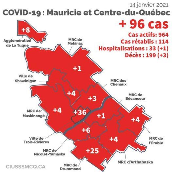 La majorité des nouveaux cas sont à Trois-Rivières et dans la MRC de ...